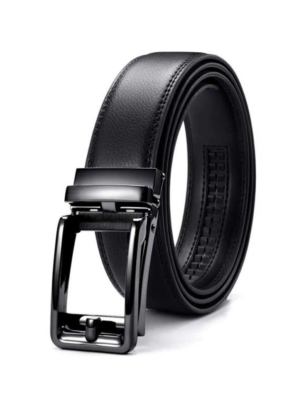 Mens Ratchet Belt Adjustable Leather Dress Belt for Pants Jeans Office Wear